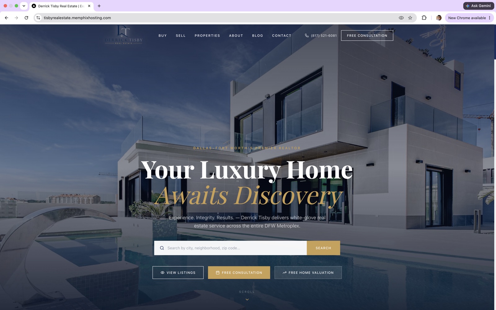 Derrick Tisby Real Estate — built by Memphix